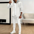 Men's Waffle Knit Slim-Fit Hooded Cardigan & Pants Tracksuit
