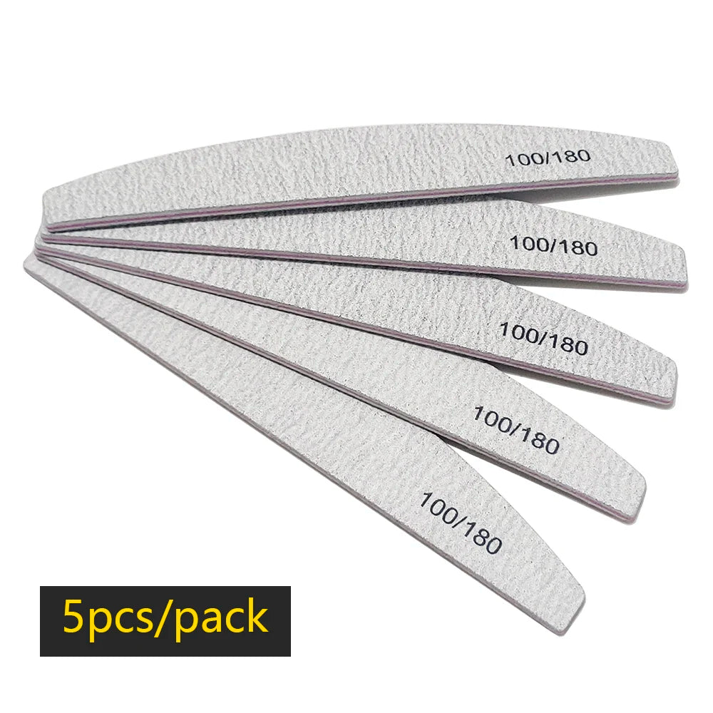 Nail File Buffer 100/180 Grit – Double-Sided Half Moon Sandpaper Nail Sanding & Manicure Tool