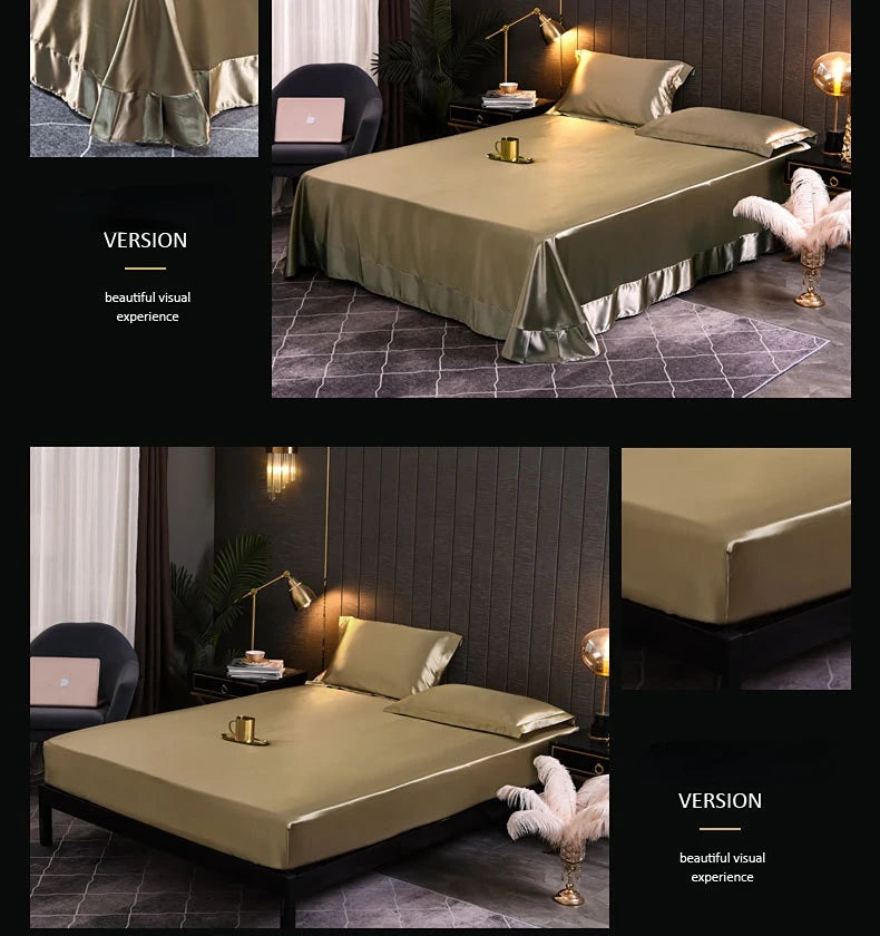 Pure 100% Silk Bedding Set – Luxury Soft Duvet Cover, Bed Sheet & Pillowcases, Twin to King