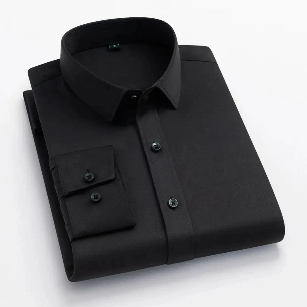 Men's Non-Iron Business Stand Collar Dress Shirt — Wrinkle-Free Formal Shirt