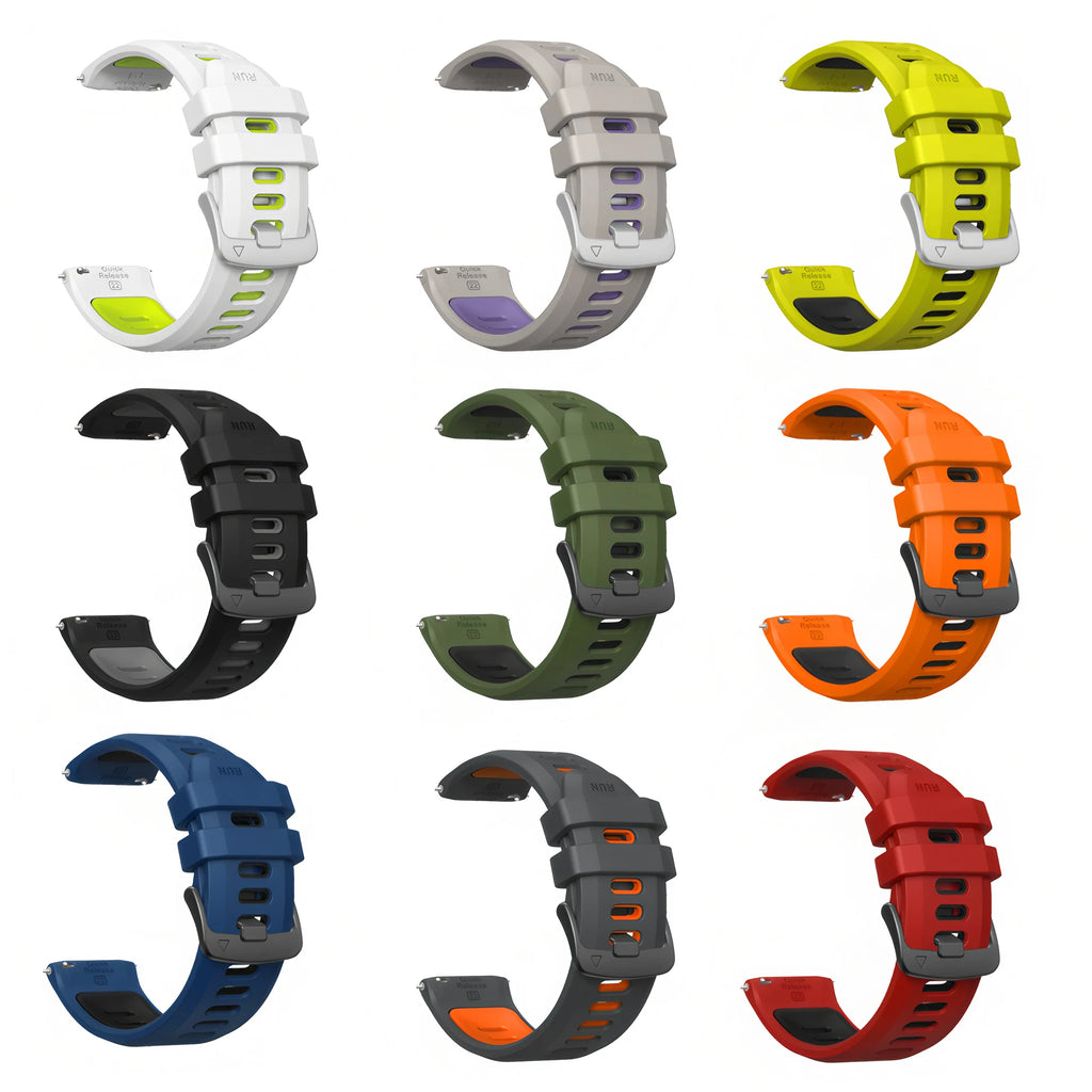 Two-Tone Silicone Sport Watch Band for Garmin Forerunner 265/255/570 & Venu 2/3 | 22mm Quick Release Strap