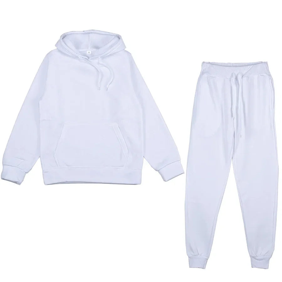 Men's Solid Color Hoodie & Pants Set – Casual Sport Tracksuit for Autumn Winter (S–3XL)