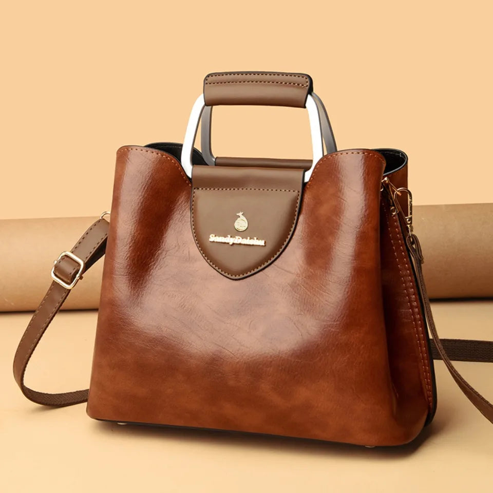 Genuine Leather Luxury Tote Shoulder Bag – High Quality Designer Crossbody Handbag for Women