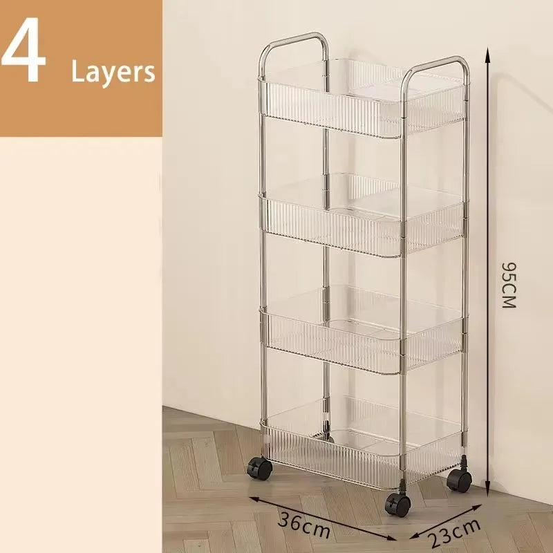 Acrylic Rolling Storage Cart — 2/3/4 Tier Organizer Trolley for Kitchen, Bathroom & Office