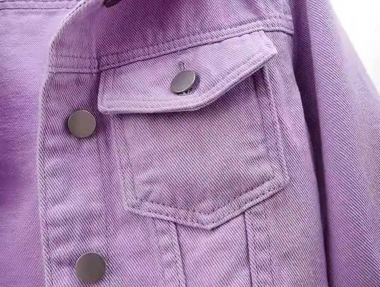 Women's Denim Jacket – Short Casual Jean Coat in Pink, White, Light Blue & Lavender