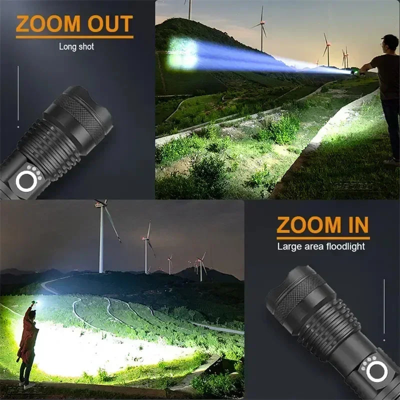 High Power LED Tactical Flashlight – Rechargeable Super Bright Hunting Torch