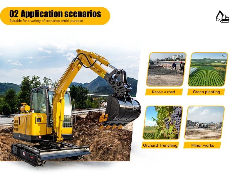 Mini Excavator 3.5 Ton Digger EPA/CE 1 Euro Crawler Excavator For Home Diesel Agricultural Tractor Chinese Sale Diggers Custom