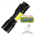 2000 Lumen P50 LED Tactical Flashlight – IP67 Waterproof, Telescopic Zoom, LCD Display, Type-C Rechargeable