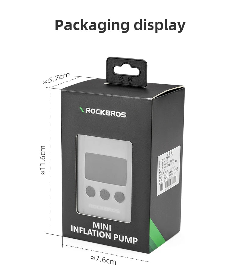 ROCKBROS Pocket Electric Bike Tire Pump with Digital Display