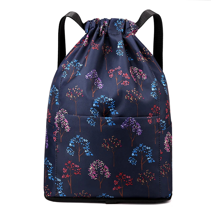 Women's Drawstring Backpack – Foldable Nylon Daypack