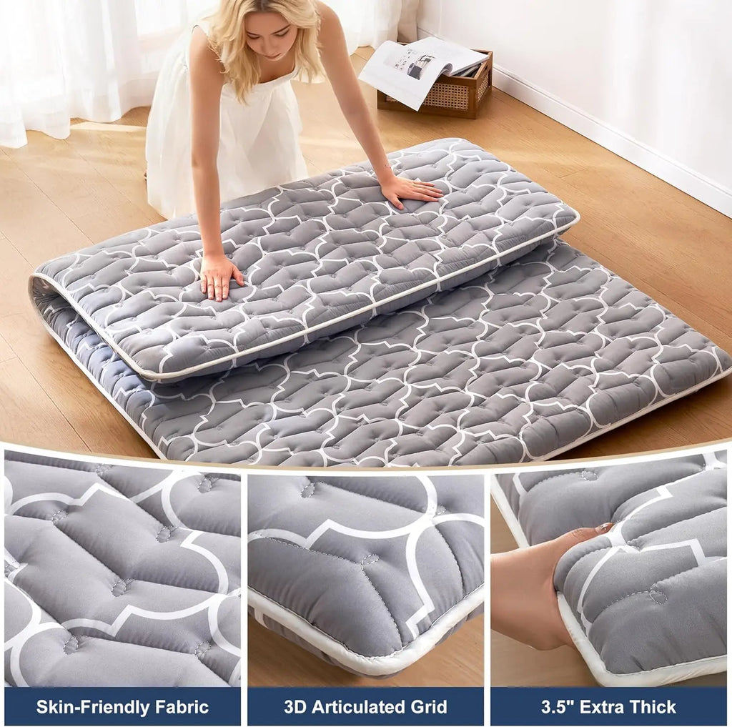Next-Level Floor Sleep — 6th Gen Japanese Floor Futon Mattress | 9-Layer 100% High-Density Foam, Twin 39"x80", Washable Cover