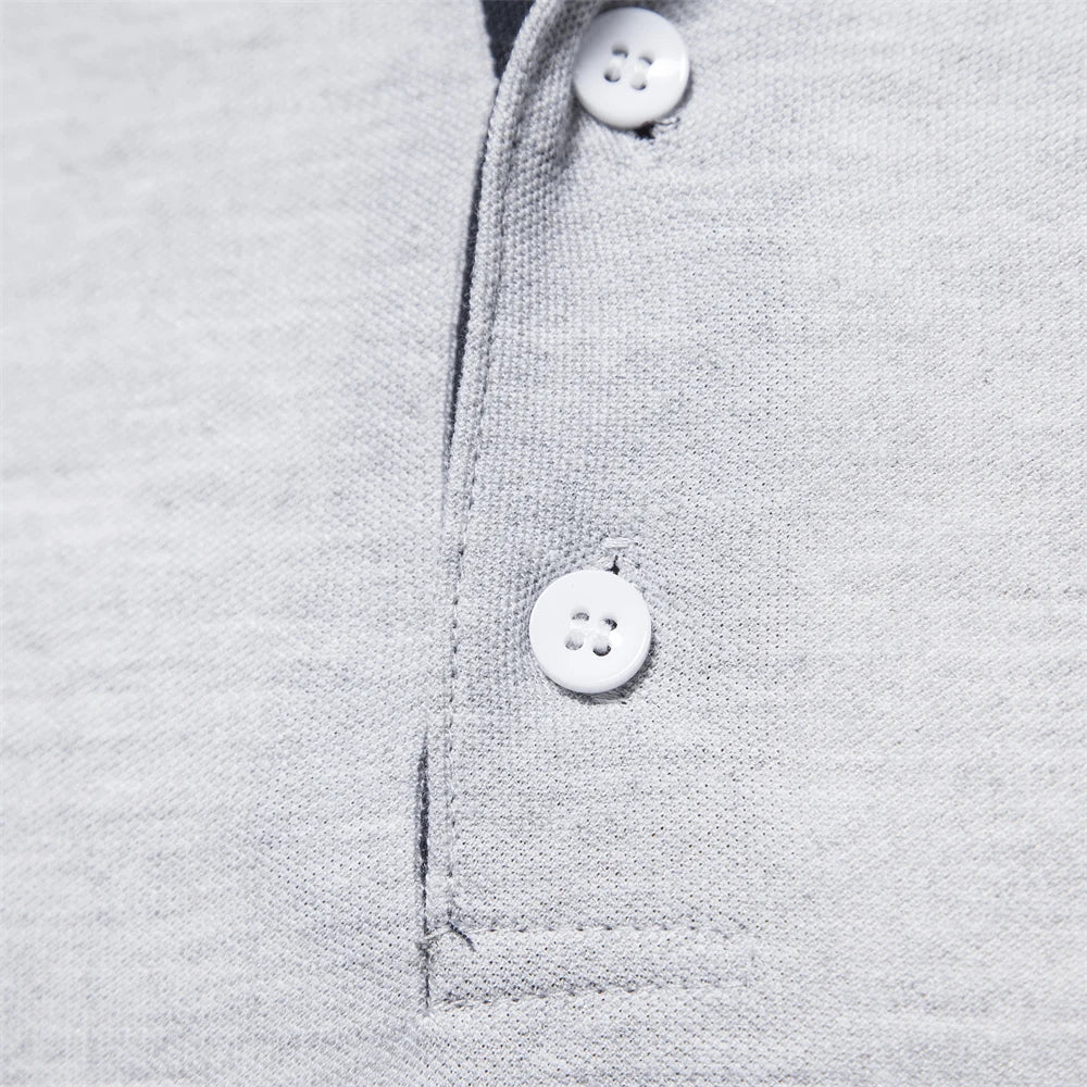 Men's Deer Embroidery Long Sleeve Polo Shirt — Luxury Detail Casual Polo