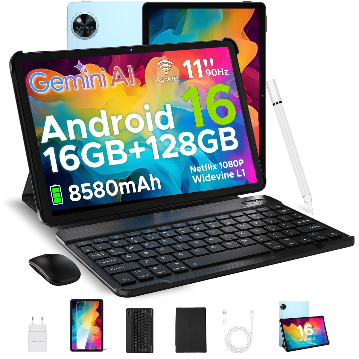 DOOGEE U11 11" Android 15 Tablet – 90Hz Display, 4GB RAM, 128GB ROM, 8580mAh, Dual Speaker, Widevine L1