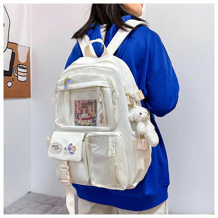 HTLT Korean Style Nylon Backpack – Large Capacity Waterproof Student School Bag for Women
