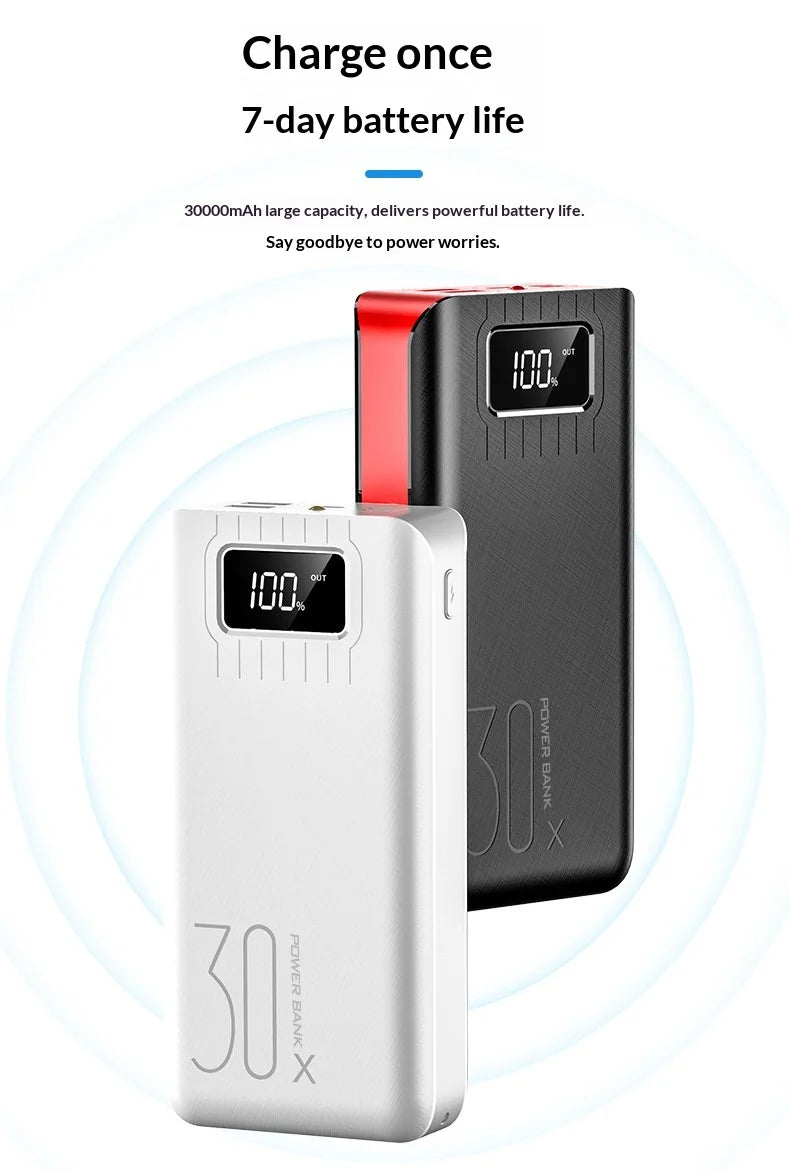 30000mAh Power Bank — High-Capacity Portable Charger for Phones & Tablets