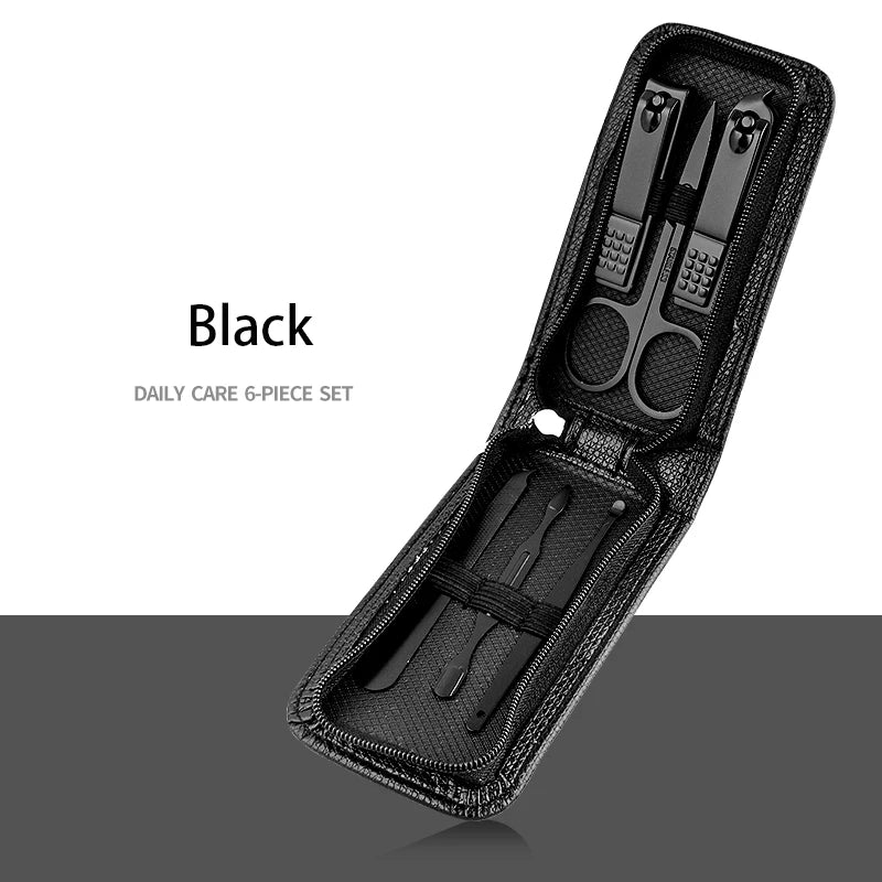 6-9 Piece Manicure Set with Leather Case – Professional Stainless Steel Nail Clipper & Foot Care Kit