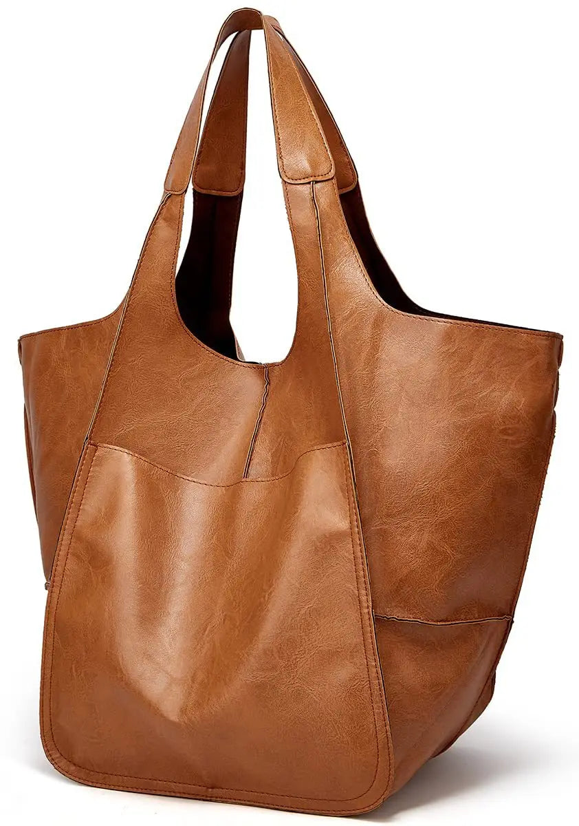 Retro Minimalist Embroidered Large Tote Shoulder Bag – Oversized Shopping Class Bag for Women