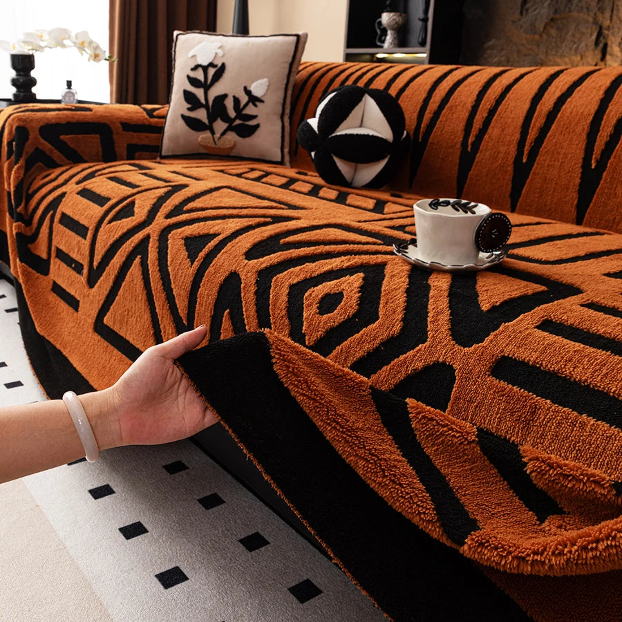 Bohemian Vintage Sofa Protector – Anti-Slip Interlaced Sofa Blanket, Pet-Friendly Luxury Cover