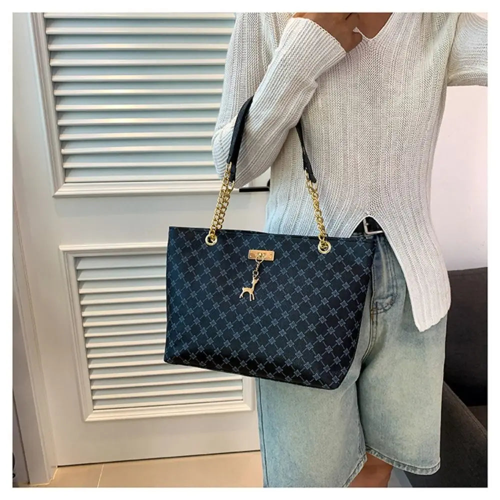 Luxury Print Bucket Tote Shopping Bag – Large Capacity Fashion Shoulder Purse for Women