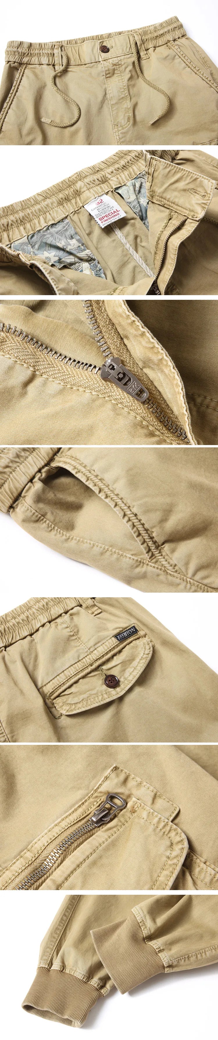 Men's Cotton Cargo Pants — Multi-Pocket Tactical Joggers in Khaki, Black & Army Green