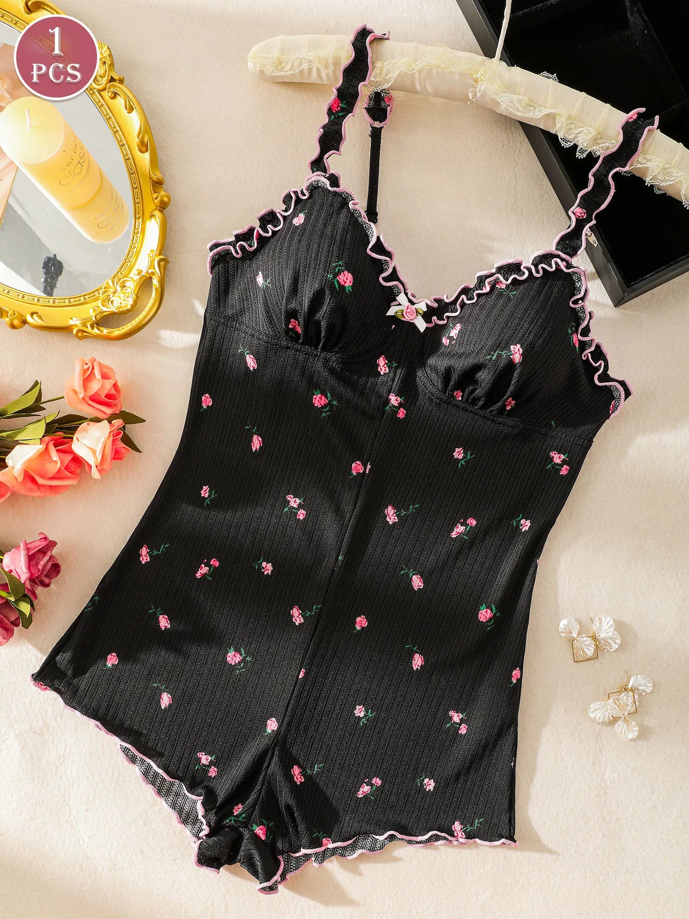 Women's Sleeveless One-Piece Pajama Jumpsuit | Casual Loungewear Sleepwear