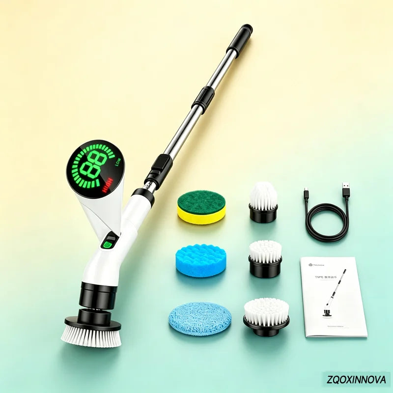 Cordless Multipurpose Spin Scrubber – Electric Cleaning Brush for Kitchen, Bathroom, Toilet & Broom
