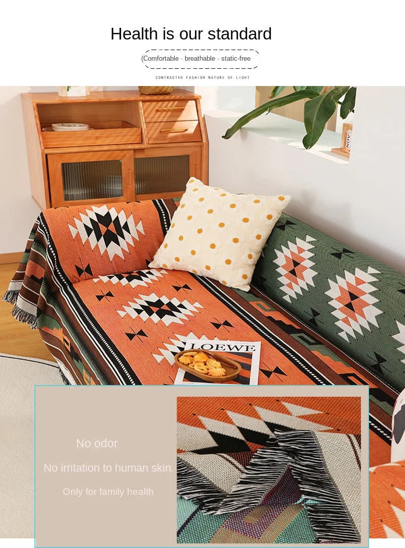 Boho Plaid Tassel Throw Blanket – Decorative Sofa & Bed Cover, Outdoor Camping & Picnic