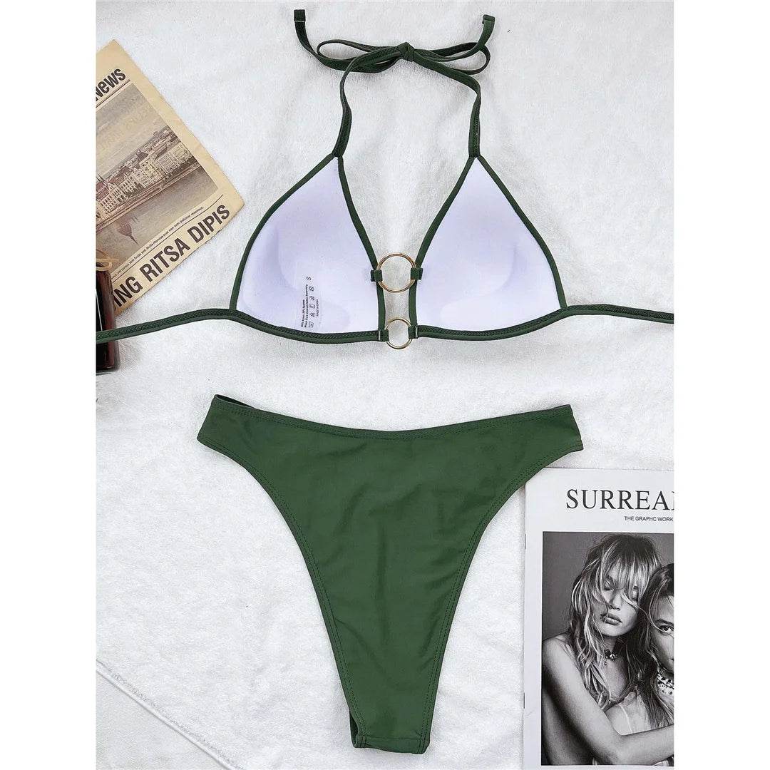 Sexy Halter Push Up Bikini Set — Two-Piece Swimsuit with Bra Cup