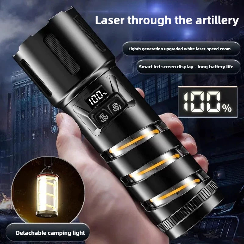 XHP360 Military-Grade 2-in-1 Super High Power Flashlight – 36-Core Zoomable Waterproof Rechargeable Torch with Safety Hammer