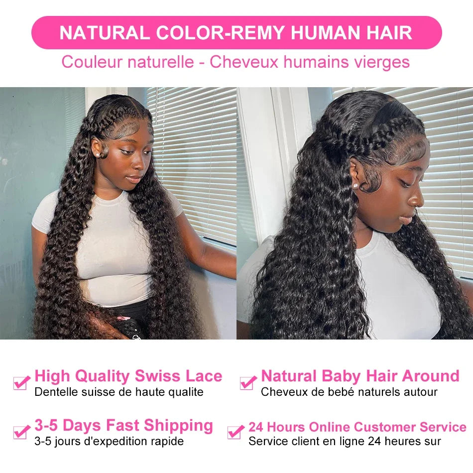 Rosabeauty 34 36inch Hd 13x4 13x6 Curly Wigs Deep Wave Frontal Wig Brazilian Curly Human Hair Wig Loose Water Wave Wig For Women