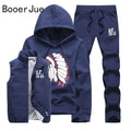 Men's 3-Piece Winter Tracksuit – Hoodie, Vest & Pants Thick Warm Set