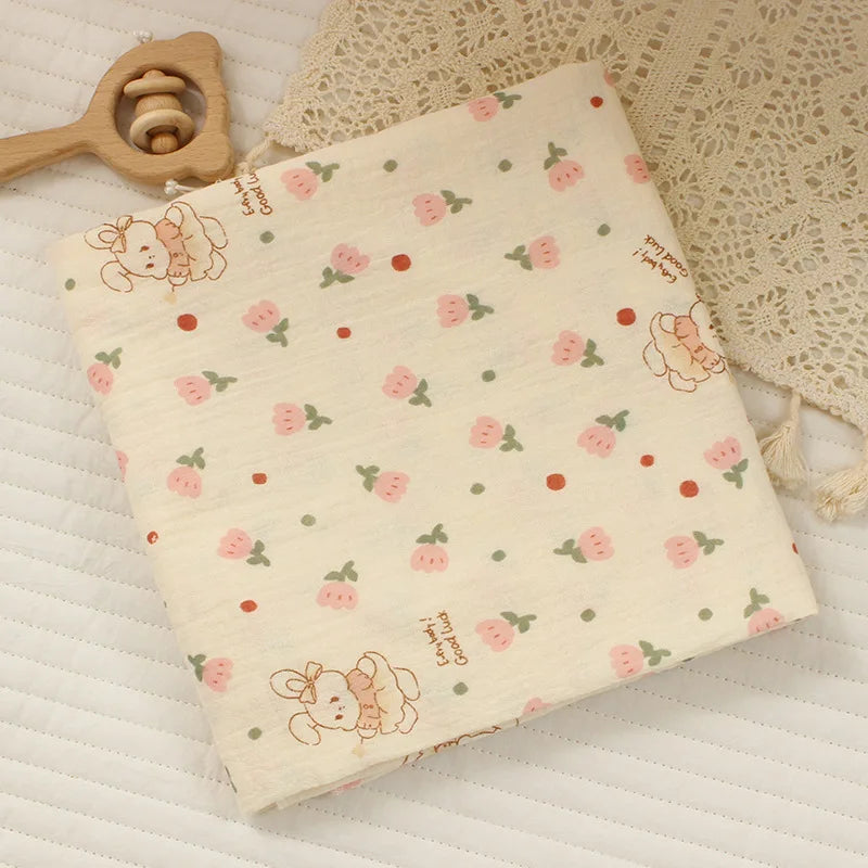 Cartoon Print Cotton Muslin Baby Swaddle Blanket – Soft Breathable Newborn Receiving Blanket