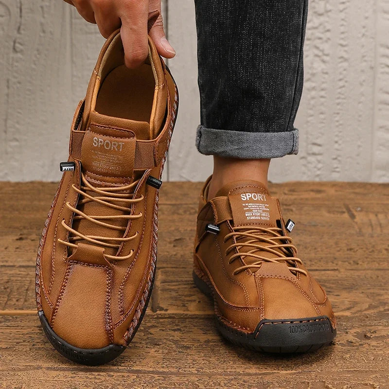 Faux Leather Lace-Up Casual Loafers