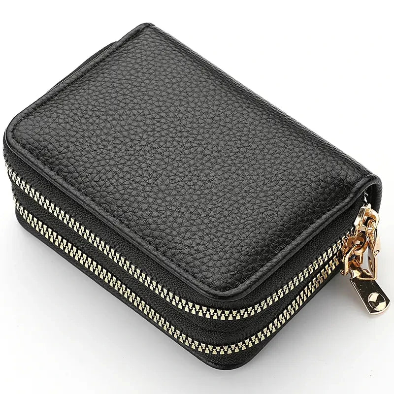 Women's Double Zipper Short Wallet – Fashion Credit Card Holder with Large Capacity Coin Purse