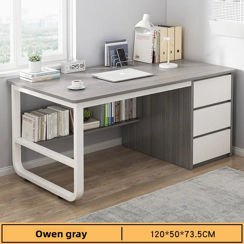 Modern Desk with Integrated Bookshelf — Student Writing Desk, Home Computer Desk & Bedroom Study Table