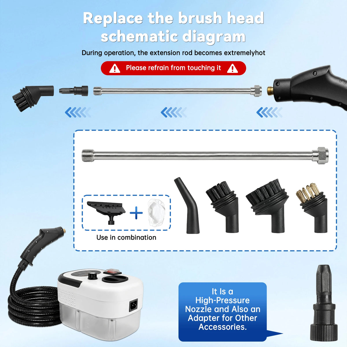 Handheld Steam Cleaner – 2500W, 6 Levels & 1.2L Tank