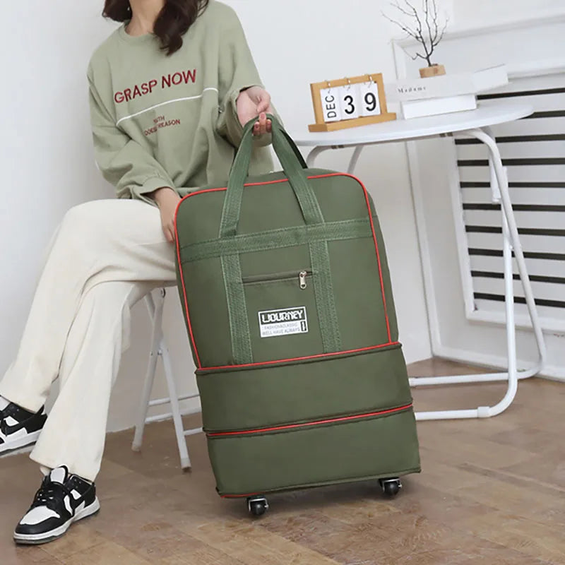 Foldable Wheeled Travel Bag – Expandable Oxford Luggage