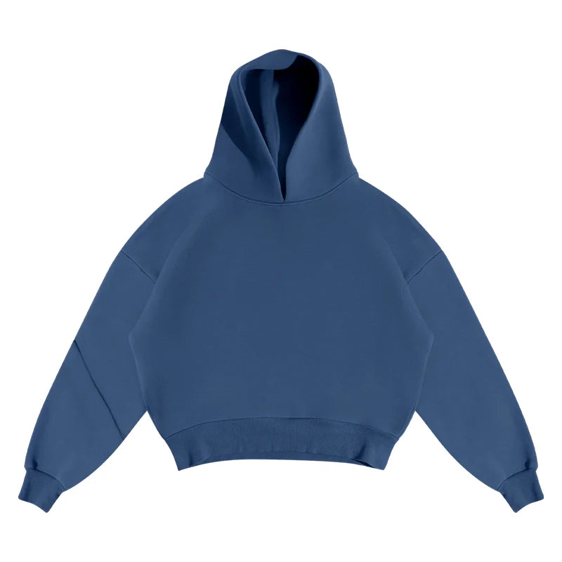 Men's Solid Hooded Pullover & Wide Leg Sweatpants 2-Piece Set – Loose Fashion Tracksuit