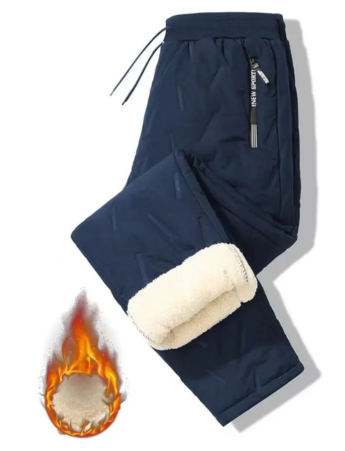 Men's Cashmere-Lined Thick Cotton Pants — Warm Winter Casual Trousers