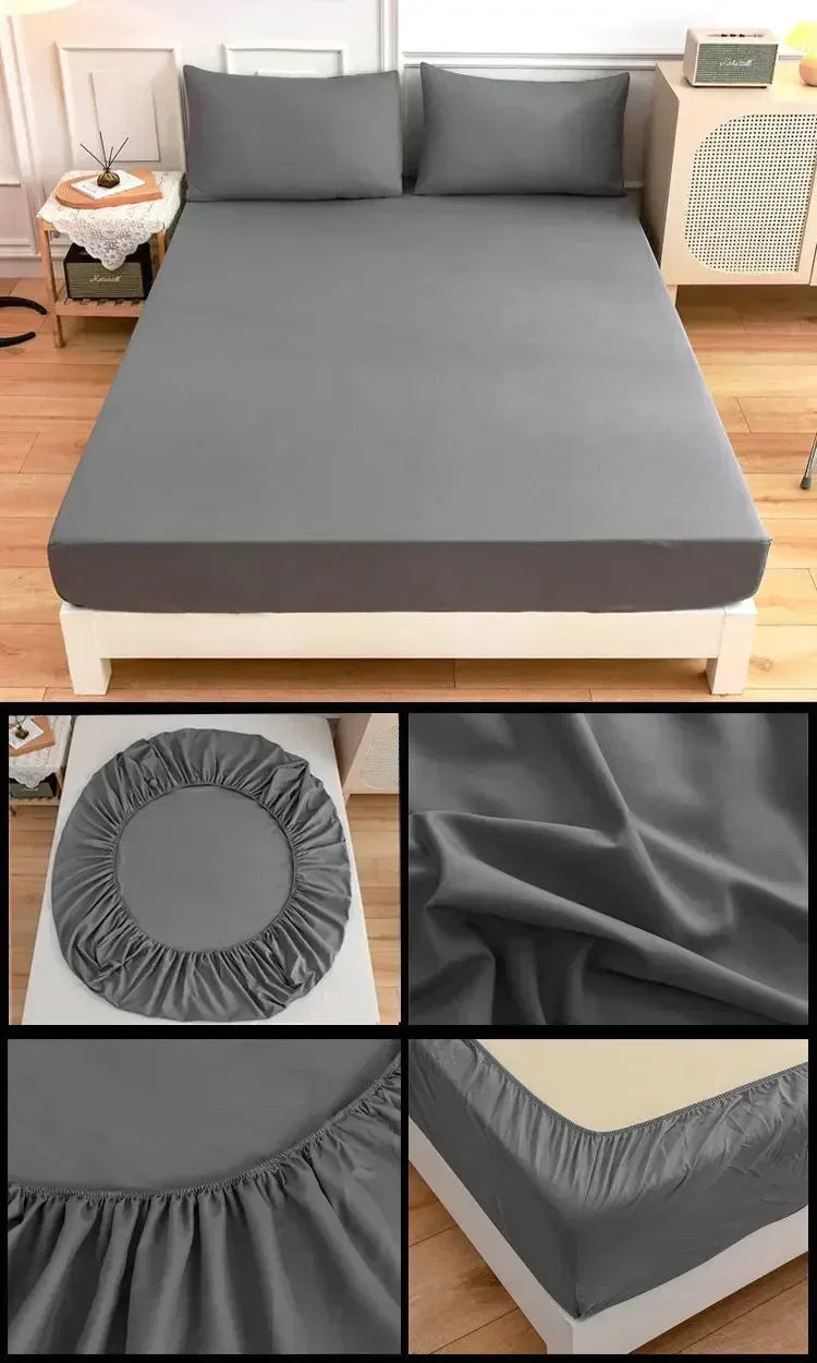 High-Quality Elastic Fitted Sheet – Solid Color Mattress Cover, 80–200cm, Single to King