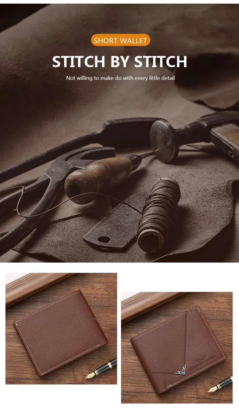 Men's Slim Money Clip Bifold Wallet – Leather Card Holder & Multi-Card Business Wallet