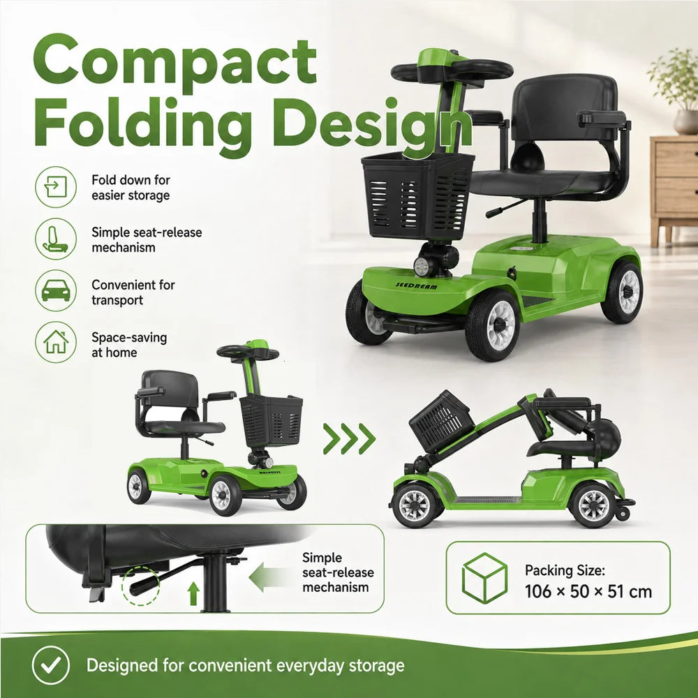 4-Wheel Mobility Scooter for Seniors – 24V 250W, 20 km Range