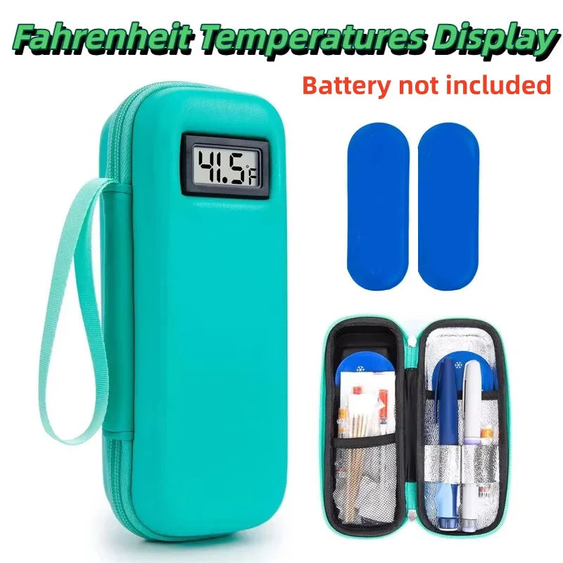 Insulin Cooler Travel Case with Temperature Display – Refrigerated Medicine Cooling Bag with Ice Pack & Diabetic Organizer