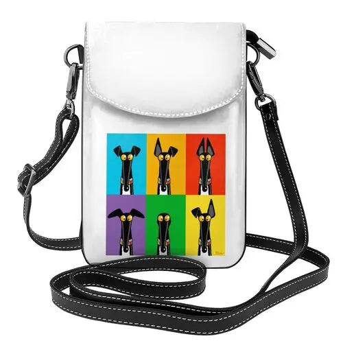 Greyhound Print Crossbody Shoulder Bag – Cartoon Dog Pattern Flap Purse for Women