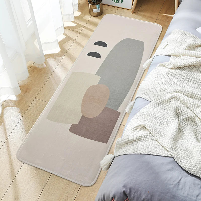 Cartoon Plush Bedside Floor Mat – Non-Slip Long Strip Rug for Bedroom, Sofa & Coffee Table