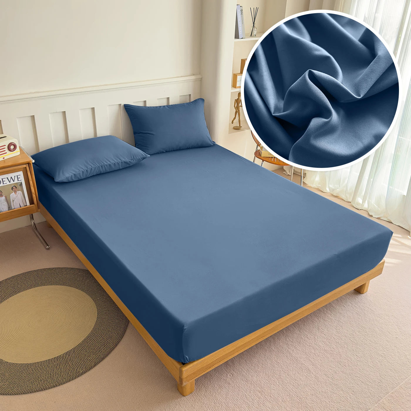 Fitted Bed Sheet with Elastic Band – Solid Color, 90-180x200cm, 100% Polyester, Single to King