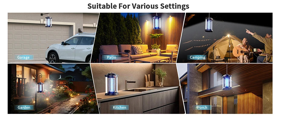 Minimoon Outdoor Bug Zapper — 15W UV, 4200V Grid, Dual LED Light, IPX4 Waterproof, 2100 Sq.Ft Coverage
