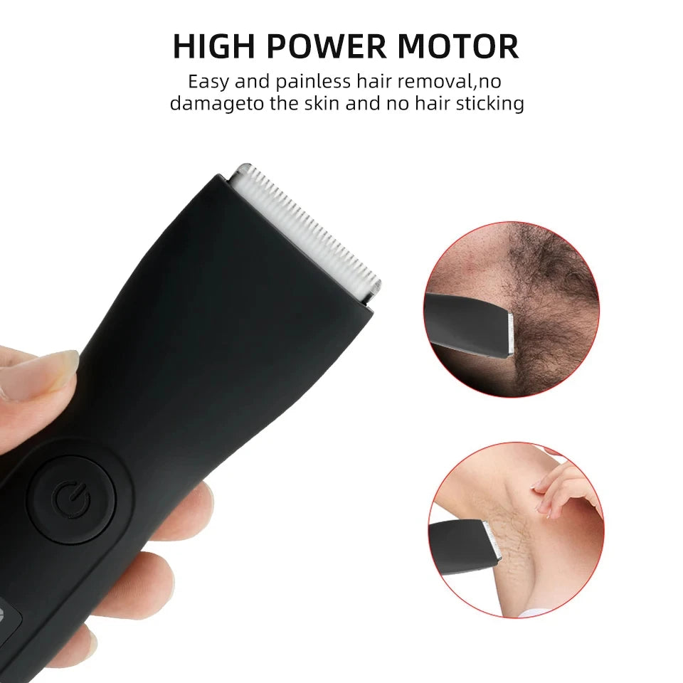 Full Body Hair Trimmer – Waterproof, Ceramic & Steel Blades, Bikini & Groin Safe, USB Rechargeable