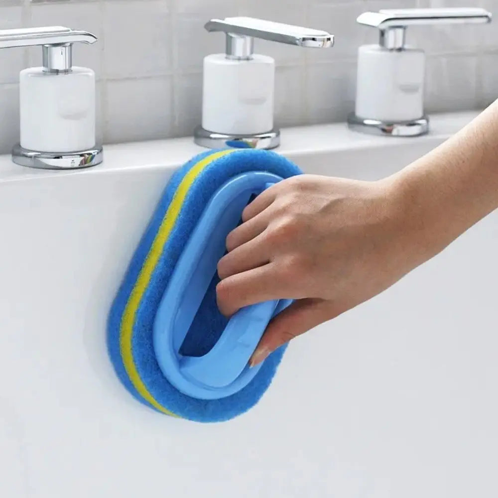 Multi-Functional Cleaning Sponge with Handle — Kitchen & Bathroom Scrubber