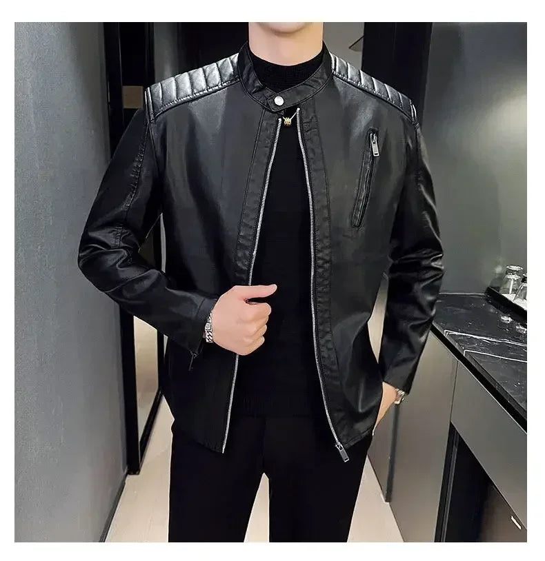 Men's Faux Leather Jacket – White or Black Slim Fit